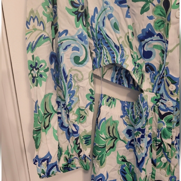 Zara Blue and Green Cut Out Midi Shirt Dress Size Medium (Bloggers Favorite) - Picture 13 of 16